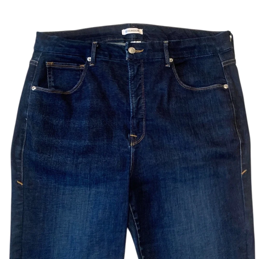 Good American Good Legs Crop Jeans High Rise Dark Wash Women's 16 - Picture 5 of 9